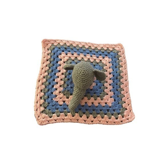 Elephant Lovey Crocheted Security Blanket Hand Made Blankie - Picture 1 of 4